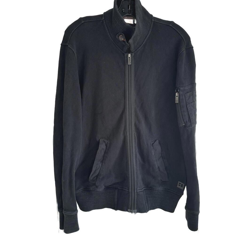 BOSS Orange Men's Black 100% Cotton Zip-Up Sweater - Size M